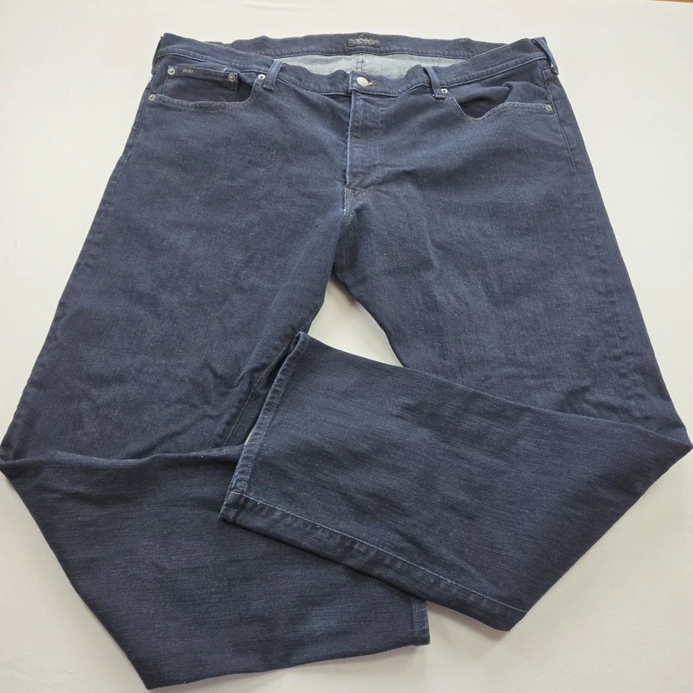 Polo Ralph Lauren Jeans Mens 42x32 Dark Blue Denim Varick Slim Straight Stretch